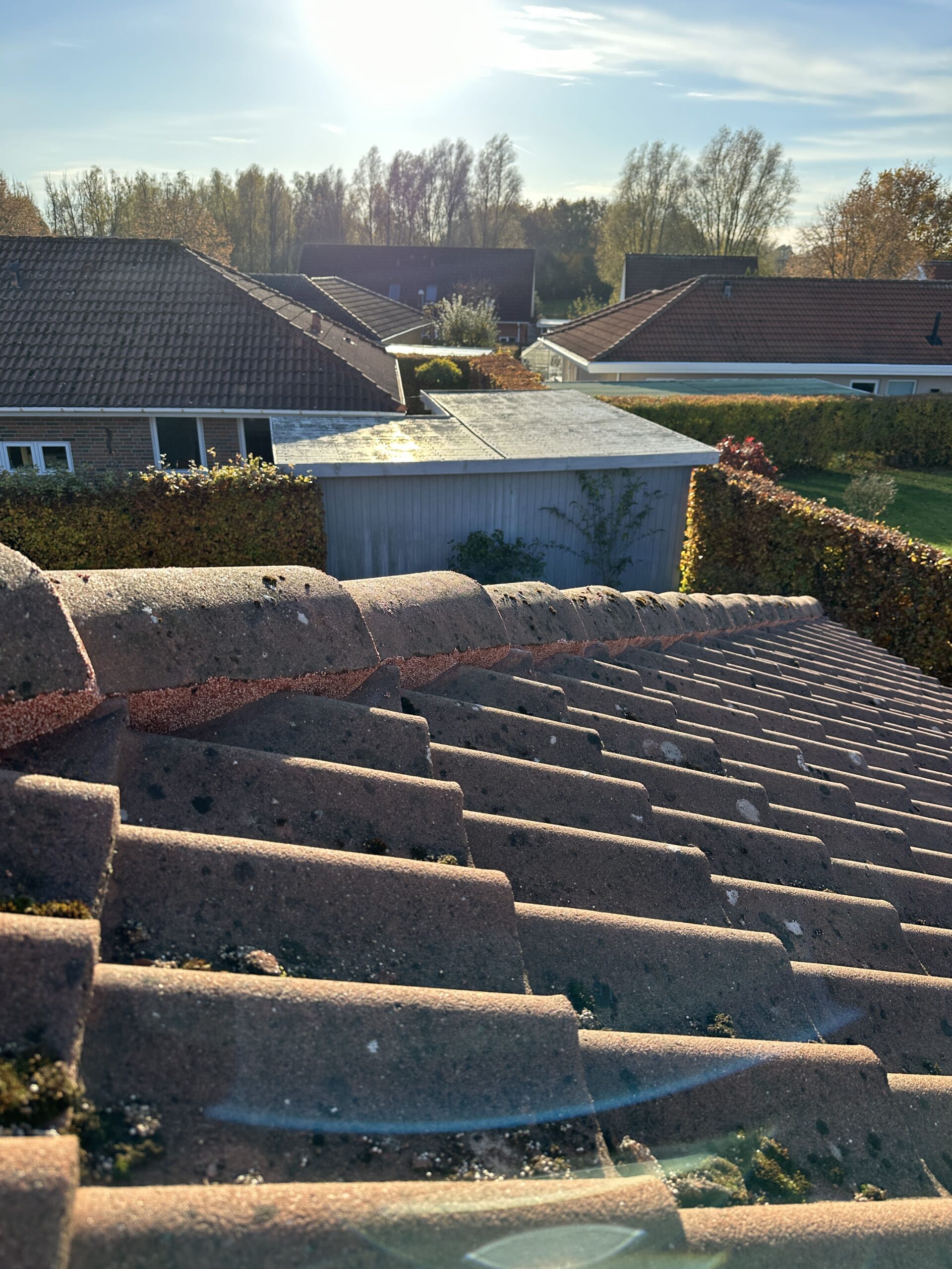 Reparation af tag i Smørum med korrekt monteret rygning og ensartet tagflade